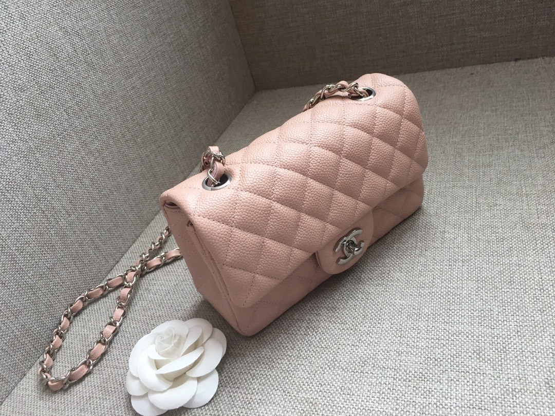 Small Classic Flap Caviar Bag A01116 Pink/Silver